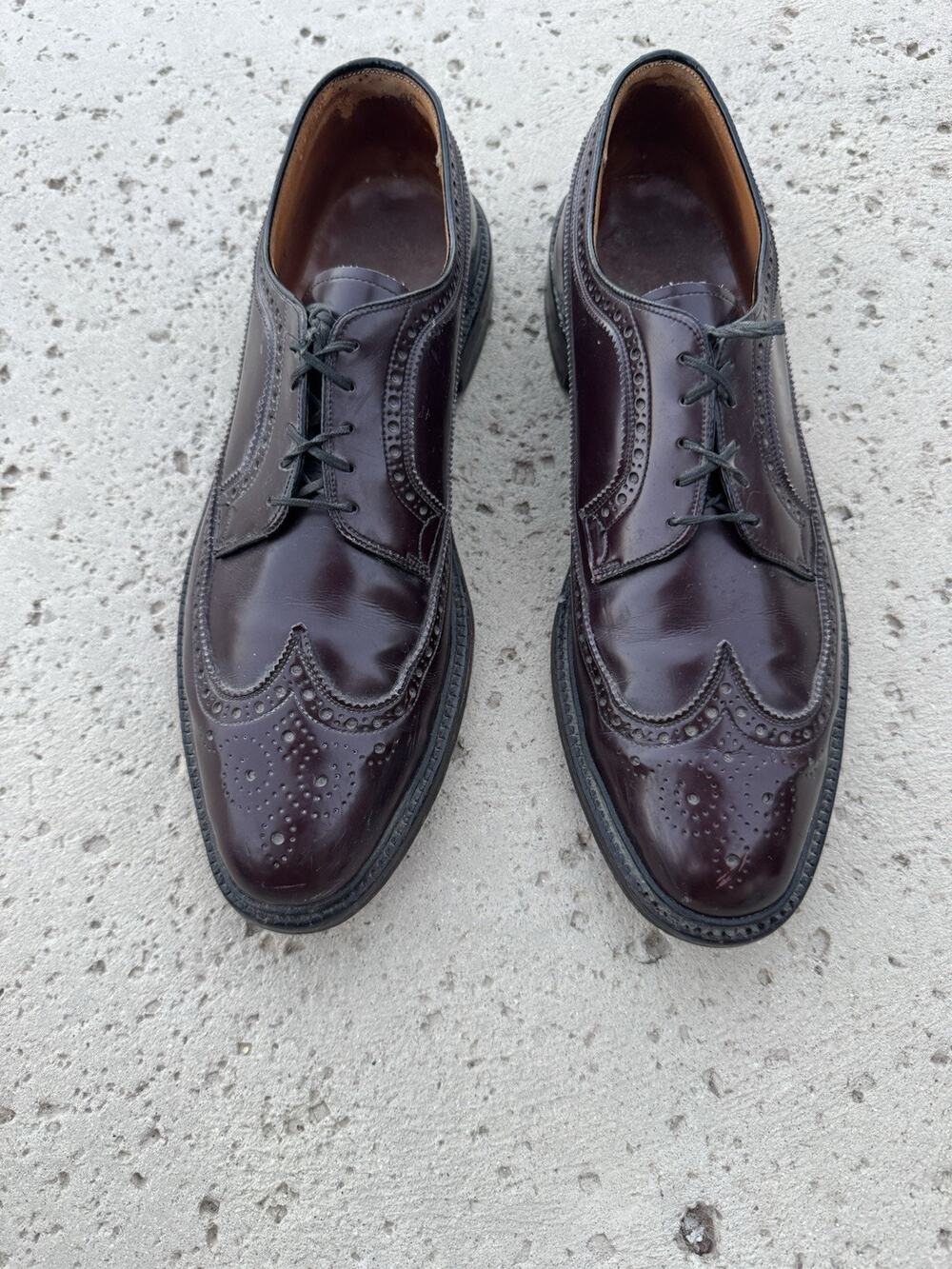 Vintage GH Bass Longwing Wingtip Brown Leather Brogue USA Sz 13B FOR REPAIR